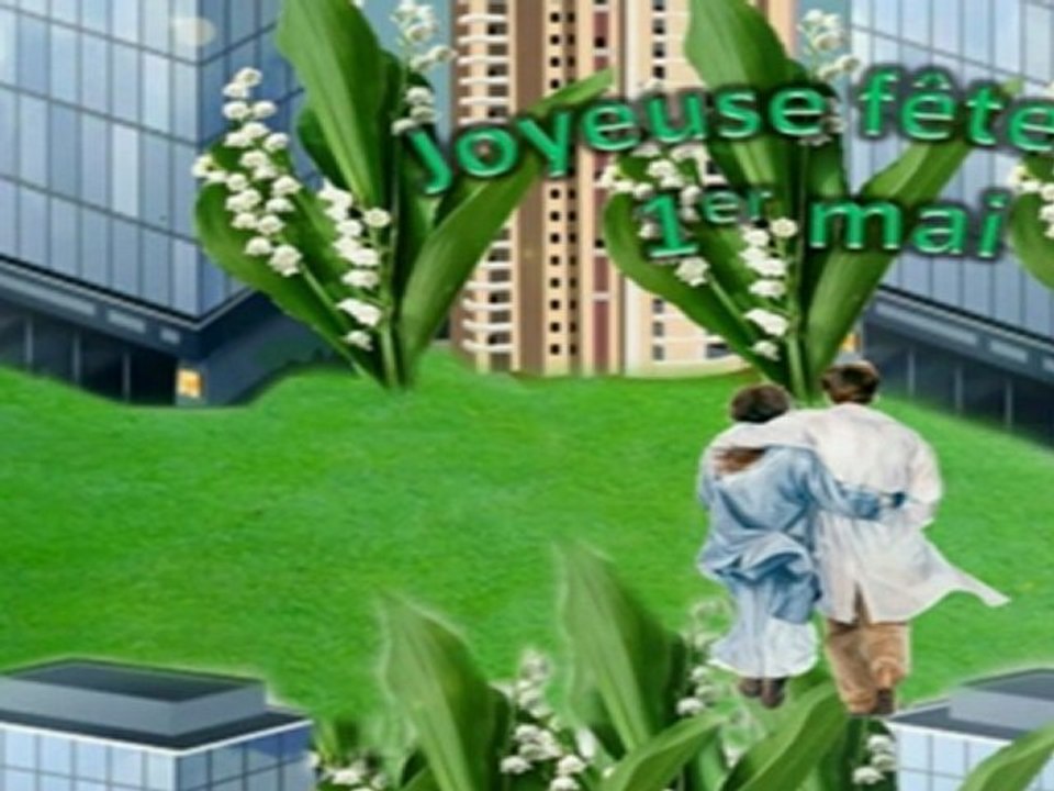 carte animée musicale-fête du muguet et du travail-1er mai-