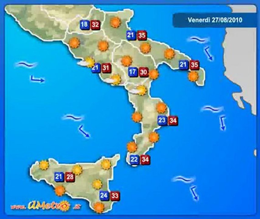 Meteo Italia 27/08/2010 - Previsioni by ilMeteo.it