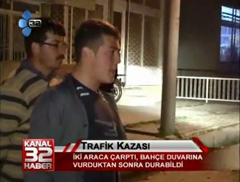 Isparta'da Trafik kazası kaza Bahçe duvarına çarpınca durabildi.27 Nisan 2011