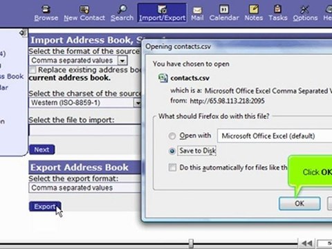 Export contacts from Horde by VodaHost.com web hosting