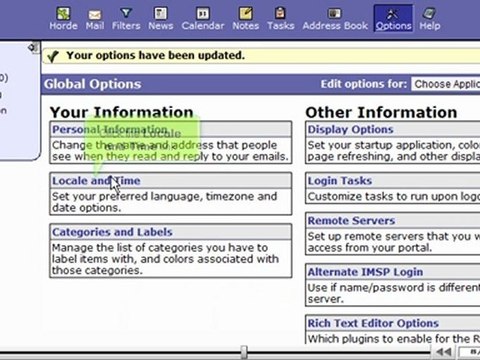 Configure global options in Horde by VodaHost.com web hosting