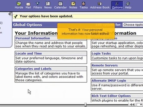 Edit your personal information in Horde by VodaHost.com web hosting