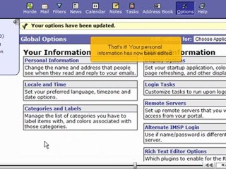 Edit your personal information in Horde by VodaHost.com web hosting