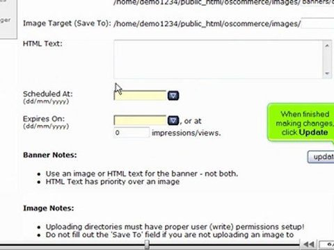Manage banners in osCommerce by VodaHost.com web hosting