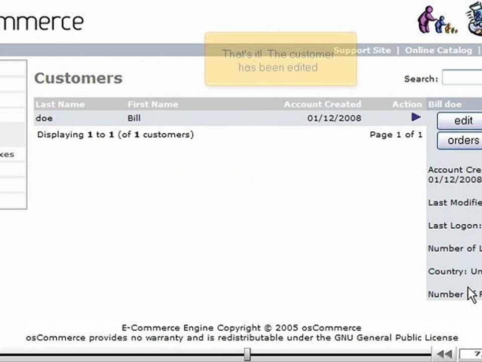 Manage your customers in osCommerce by VodaHost.com web hosting