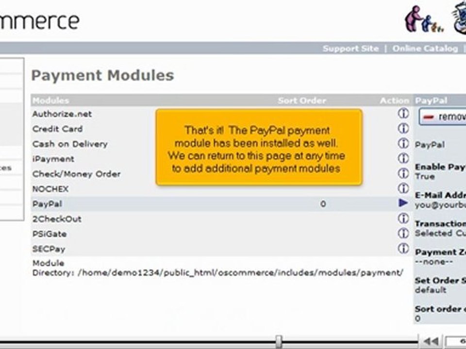 Add payment modules in osCommerce by VodaHost.com web hosting