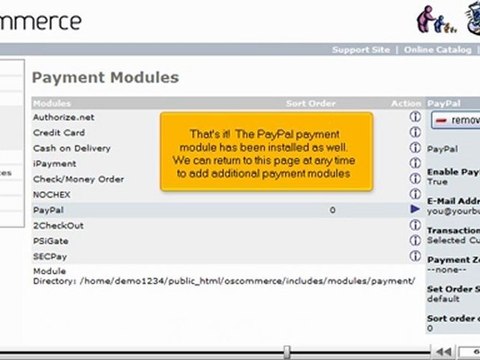 Add payment modules in osCommerce by VodaHost.com web hosting