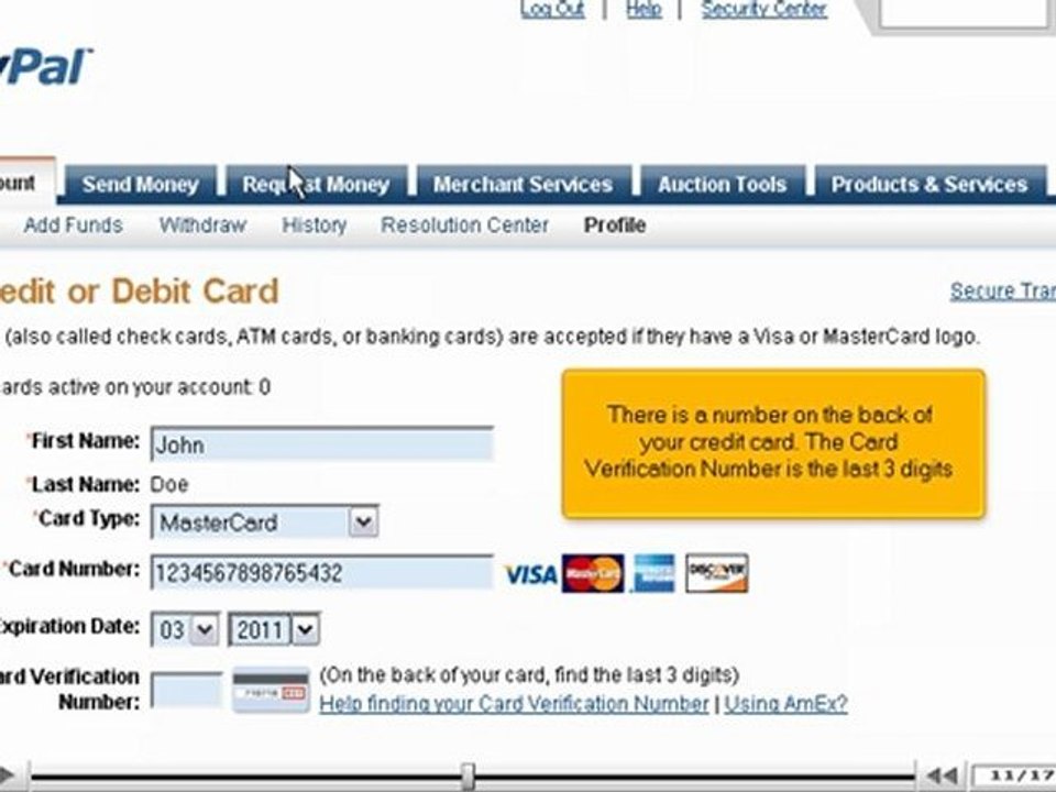 Add your credit card to your PayPal account by VodaHost.com web hosting