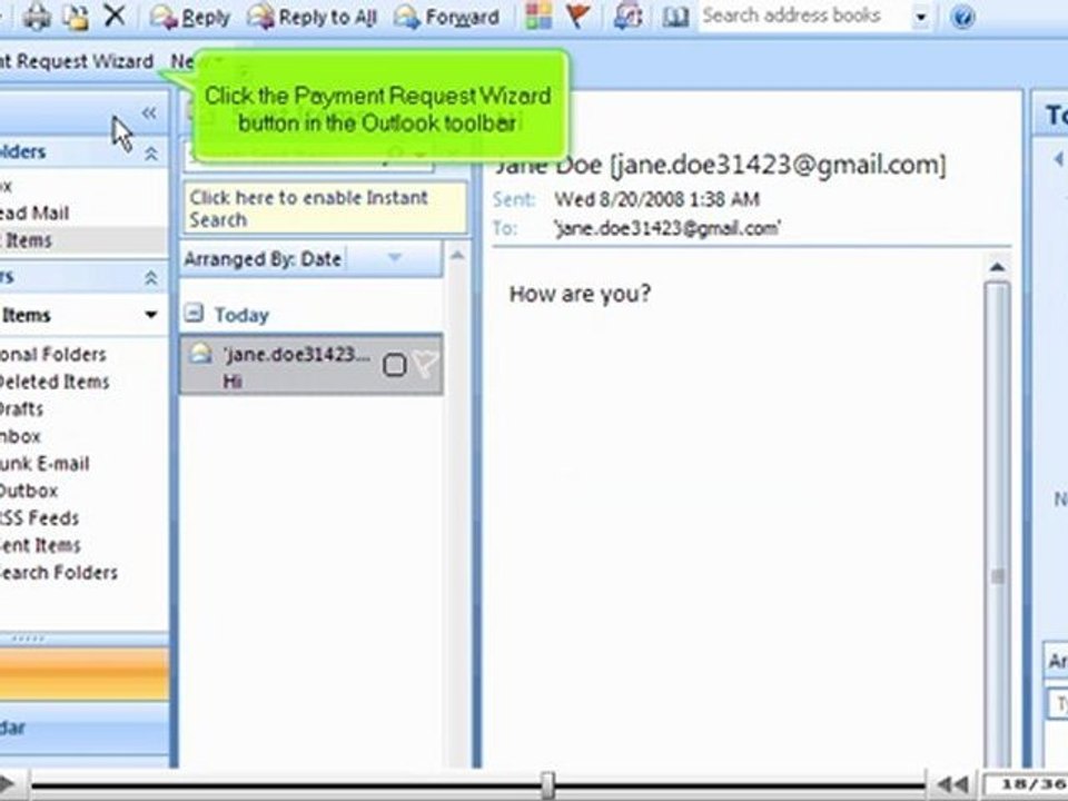 Using the Payment Request wizard for Outlook by VodaHost.com web hosting