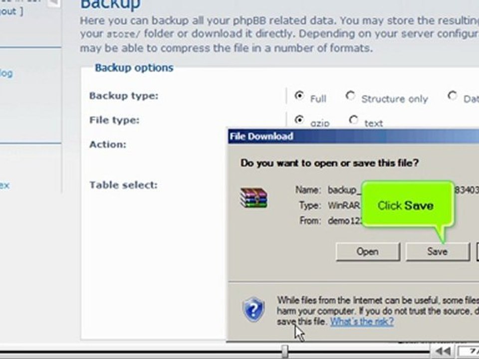 Backup your database in phpBB by VodaHost.com web hosting