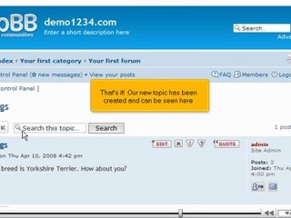Create a new topic in phpBB by VodaHost.com web hosting
