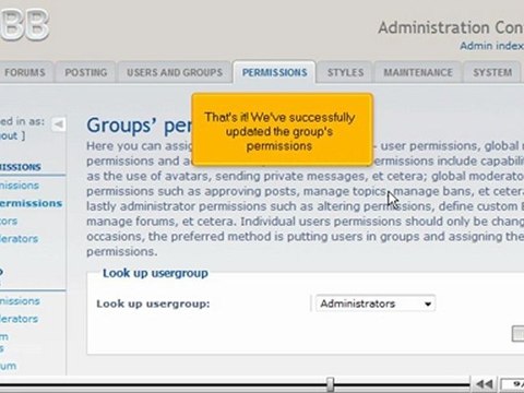Manage group permissions in phpBB by VodaHost.com web hosting
