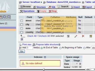 Deleting tables from a database with phpMyAdmin by VodaHost.com web hosting