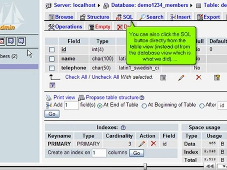 Running SQL queries on a database with phpMyAdmin by VodaHost.com web hosting