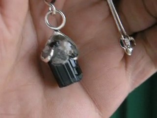 Sterling Necklace Black Tourmaline crystal on matrix