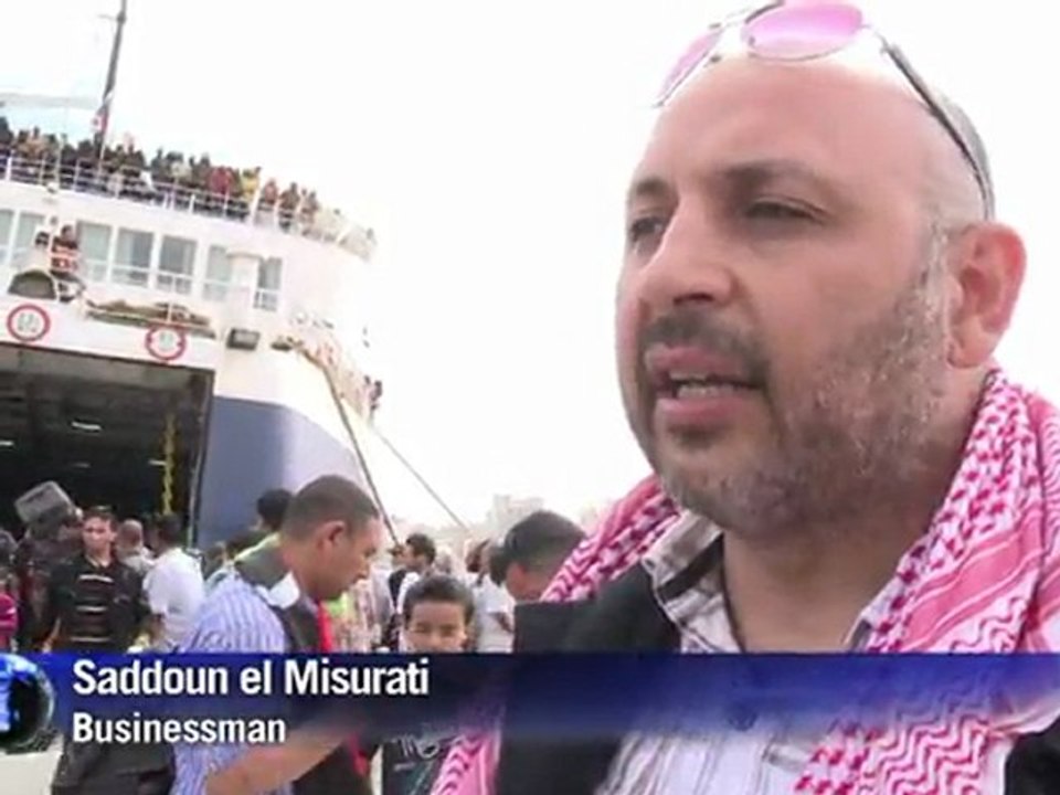 Misrata evacuee ship docks in Libya rebel city Benghazi