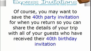 40th Birthday Invitations - Personalized 40th Birthday...