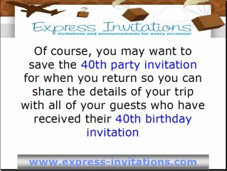 40th Birthday Invitations - Personalized 40th Birthday...