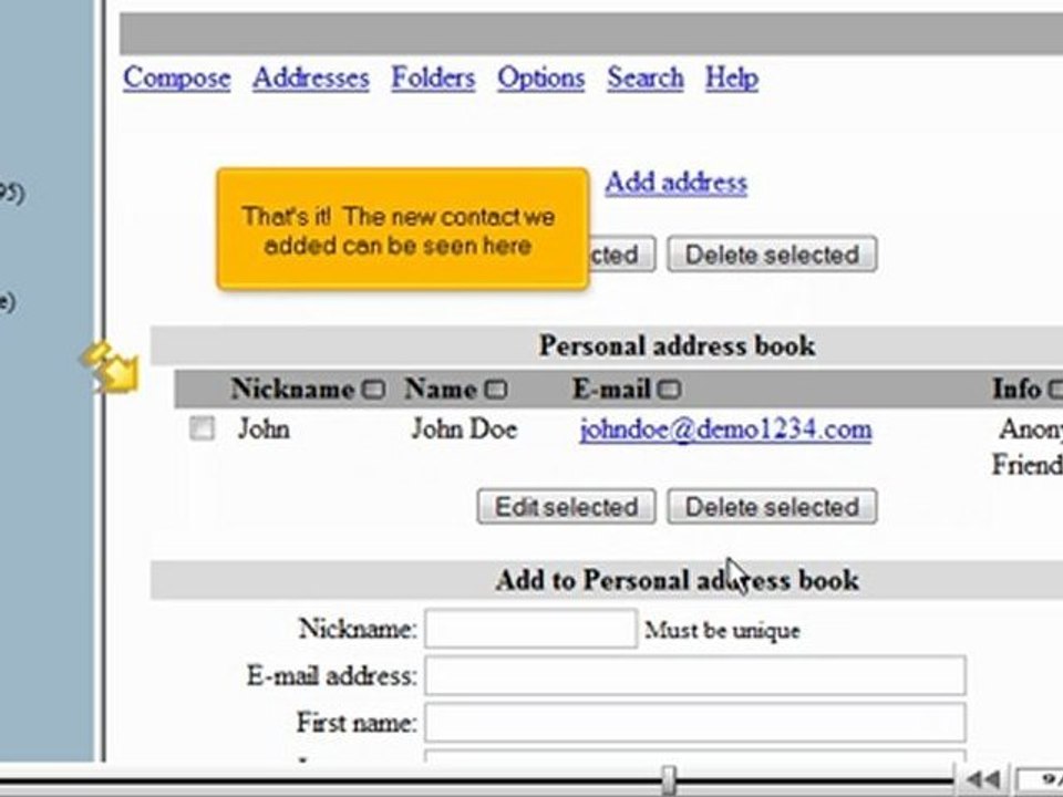 Managing contacts in SquirrelMail by VodaHost.com web hosting