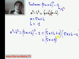 2nde Factoriser 1 expression, identité remarquable