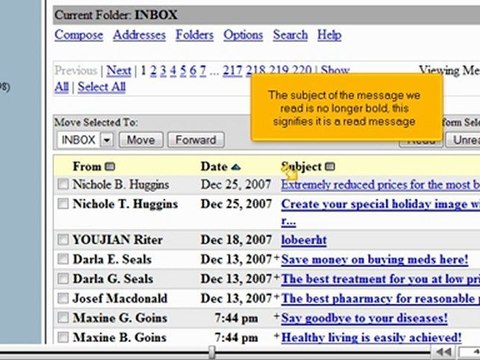 Opening an email message in SquirrelMail by VodaHost.com web hosting