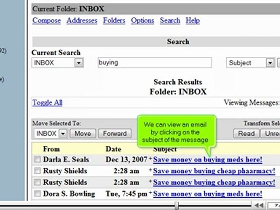 Searching for messages in SquirrelMail by VodaHost.com web hosting