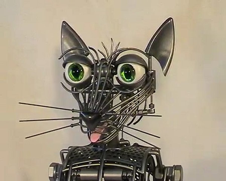 "Sculpture Mécanique" Mechnical Sculpture "Métal Metal" MachinAutomate Chat " Miaouss " Création Roland Krampl Suisse