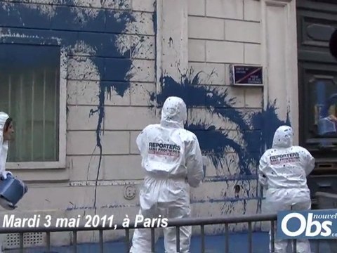 RSF jette de la peinture sur l'ambassade de Syrie à Paris