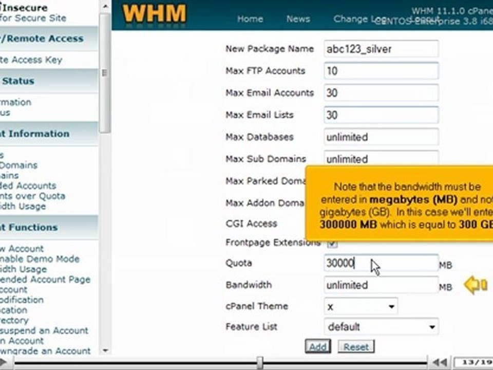 Creating Hosting Packages in WHM by VodaHost.com web hosting