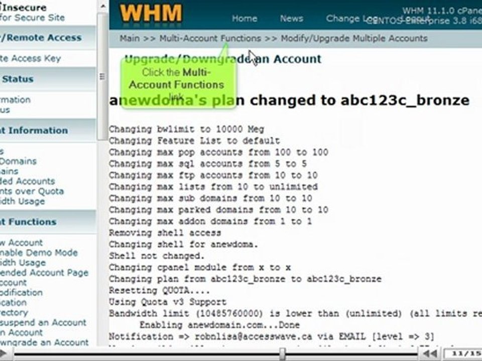 Using Multi-Account Functions in WHM by VodaHost.com web hosting