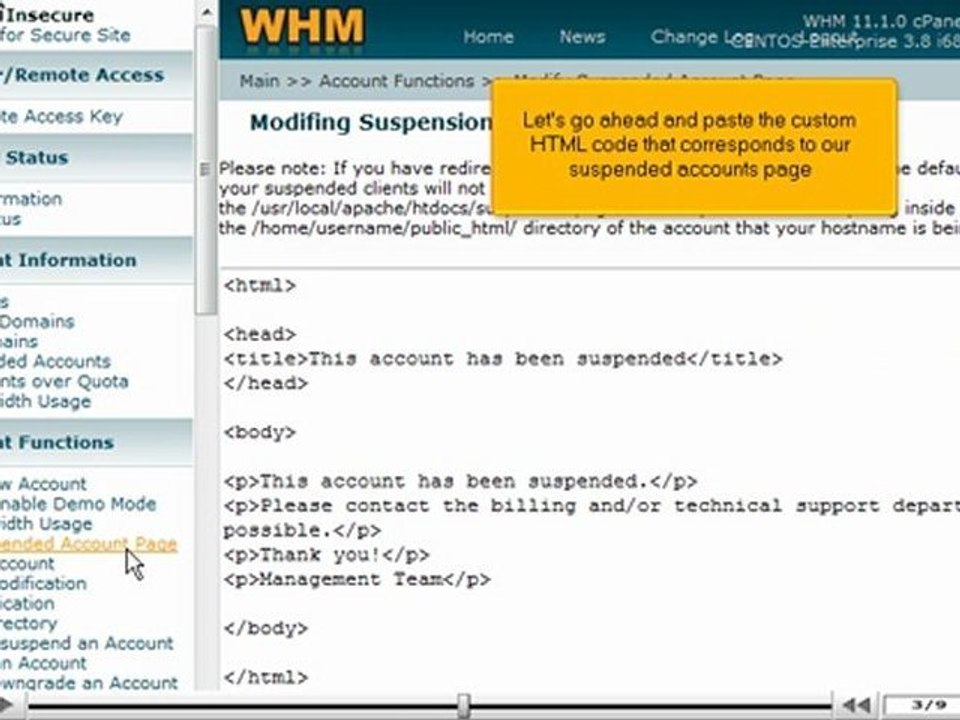 Modifying the suspended accounts page in WHM by VodaHost.com web hosting