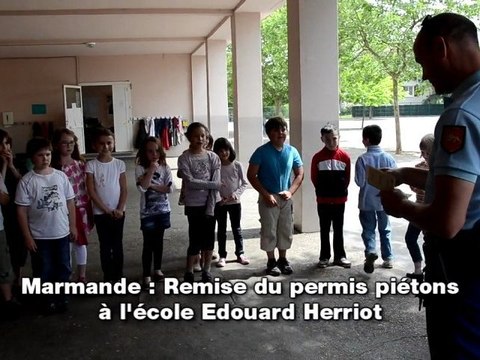 Marmande: remise du permis piétons à l'école Edouard Herriot