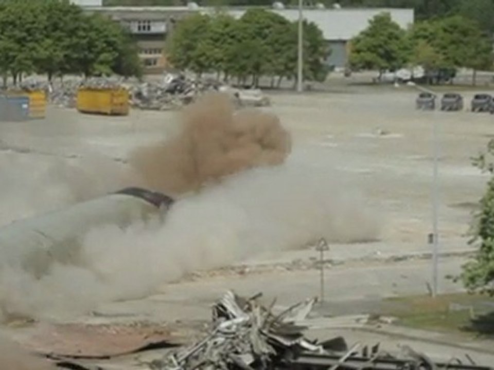 Volkswagen pickup's demolish 67metre chimney