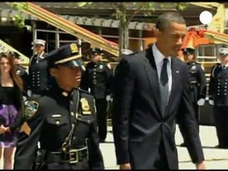 US President Barack Obama in silent tribute at Ground Zero