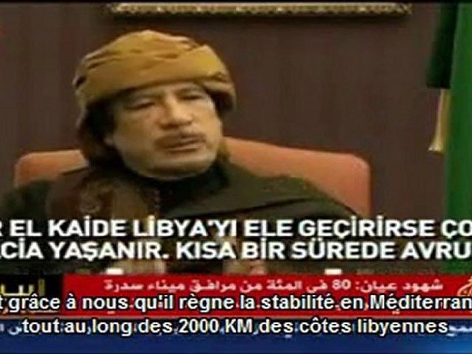Kadhafi : " Je protège ISRAEL "