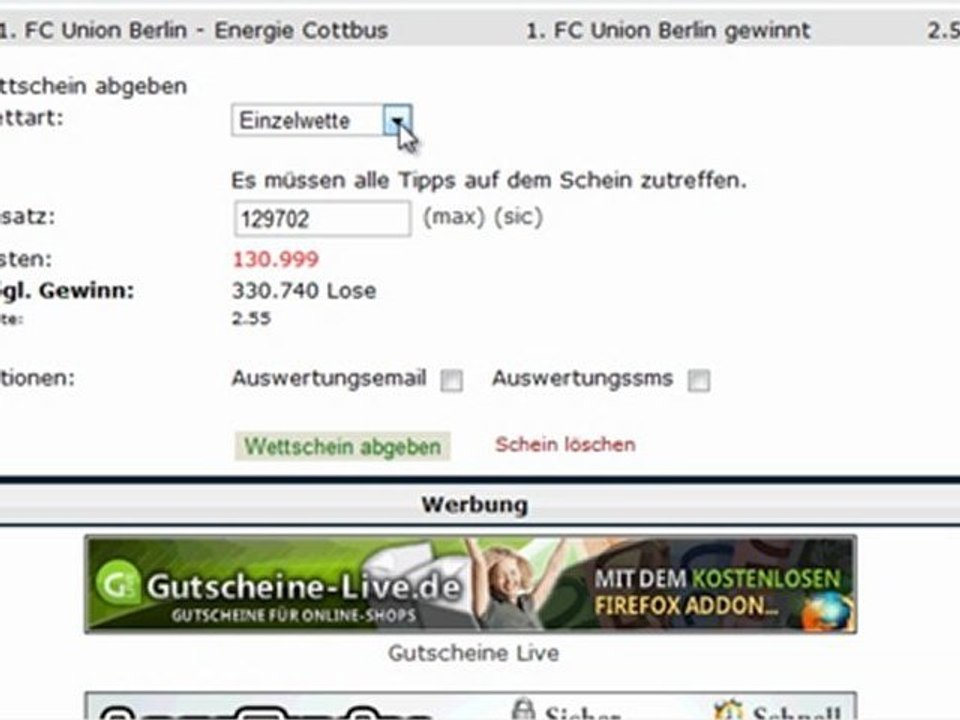 LoseWette - Sportwetten mit Klammlose