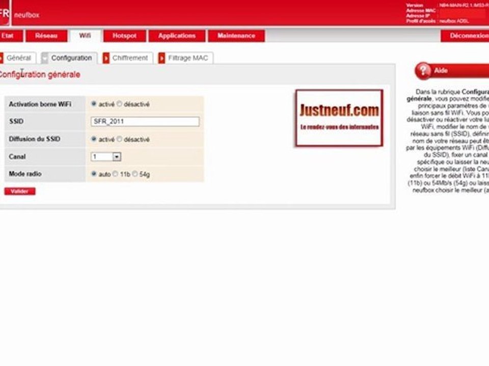 Forum SFR By Justneuf: Changer le canal WiFi d'une neufbox 4