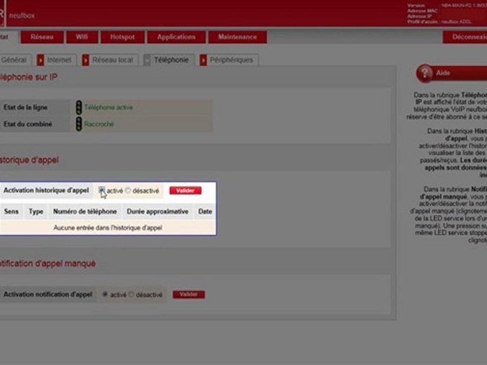 Forum SFR By Justneuf: Activer l'historique d'appel
