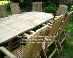 Oval Teak Extending Double Leaf Table Garden Furniture Set with Recliner Chairs
