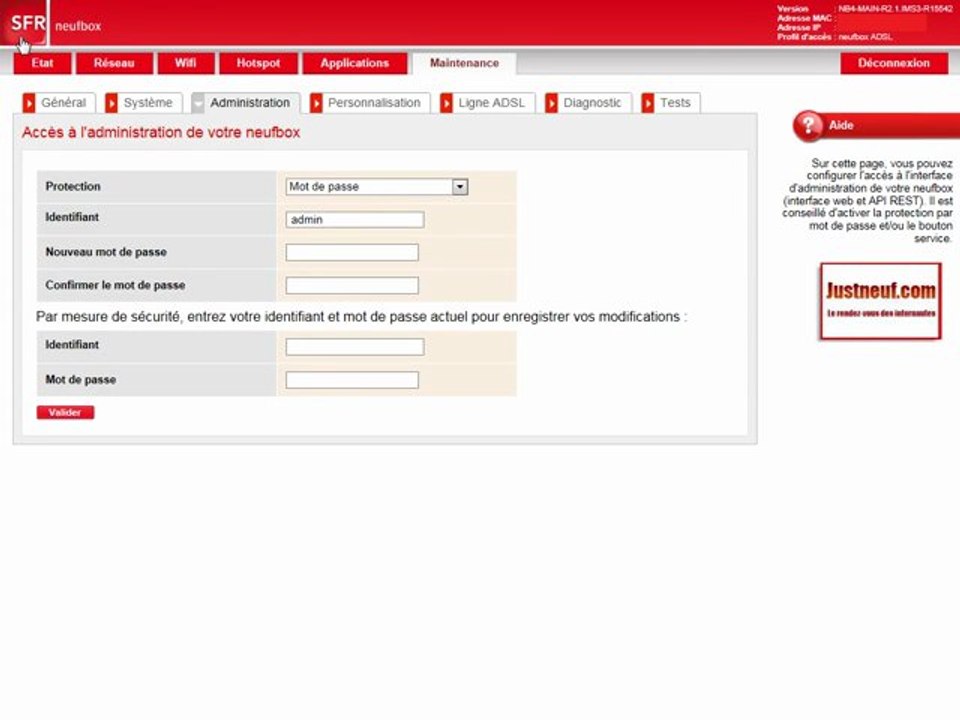 Forum SFR By Justneuf: Accéder à l'interface d'une neufbox 4 avec un mot de passe