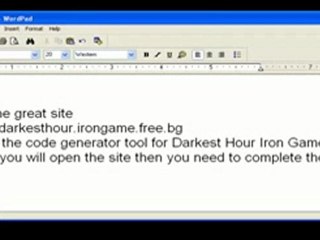 darkest hour iron game codes