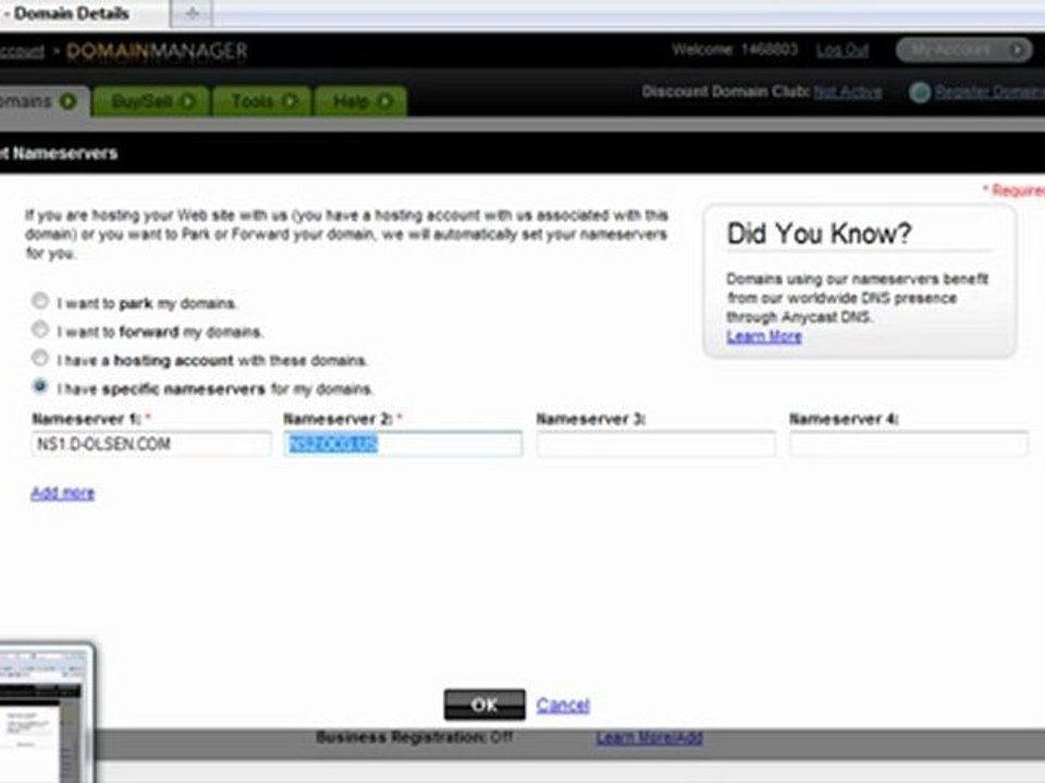 Changing Your DNS at Go-Daddy.com