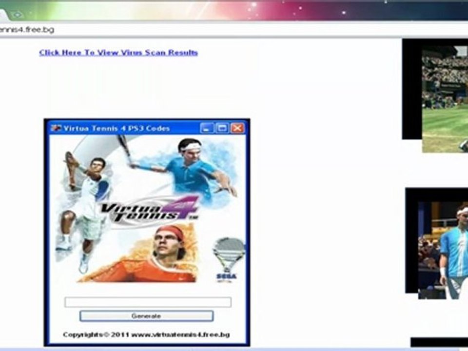 free PS3 game virtua tennis code and keygun