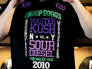Boundless NY Presents Snoop Dogg "The Malice Tour 2010 / Master Kush vs Sour Diesel" Limited-Edition Tee-Shirts