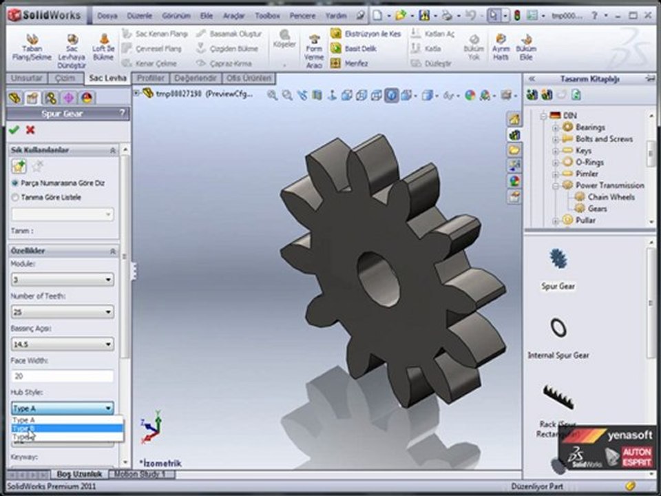 Solidworks 2011 Toolbox İle Dişli Tasarımı