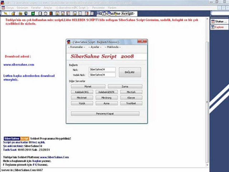 SiberSahne Mirc Script indir ! Sohbet chat programı