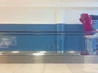 Riding a bicycle in an airport