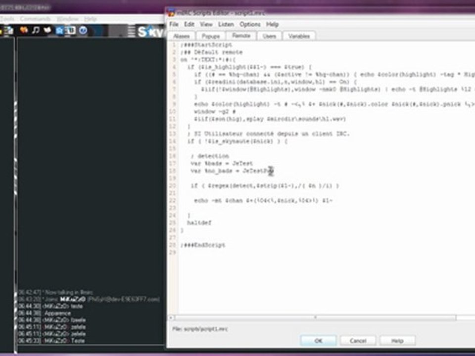 [mIRC: Script skyrock.com] - Modifier l'apparence du texte par défaut des utilisateurs - on TEXT