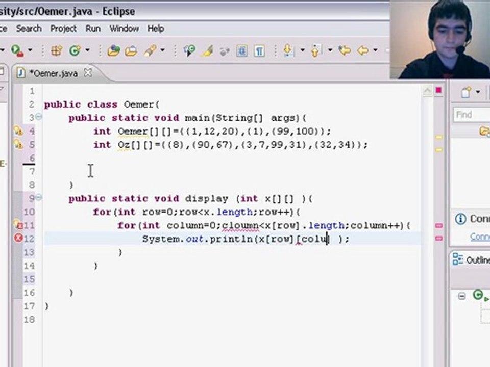 34 -Java Programming Tutorial -  Table for Multi Arrays Omer GEZER