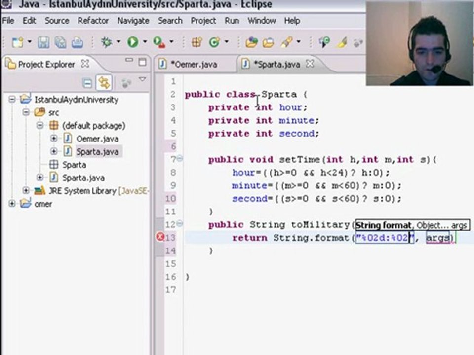 36 -Java Programming Tutorial - Time Class Omer GEZER